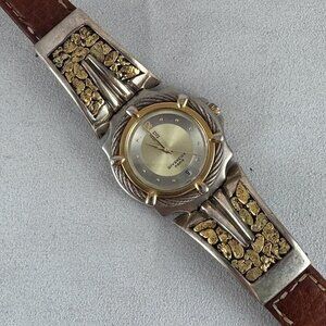 Vintage Givenchy Paris Watch with 23 Karat plus Gold Nugget Bracelet